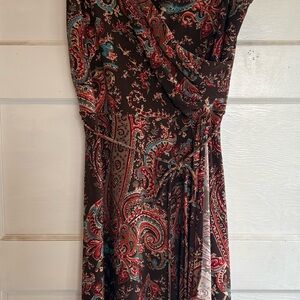 Ralph Lauren Asymmetrical Paisley Dress - Brown and Red
